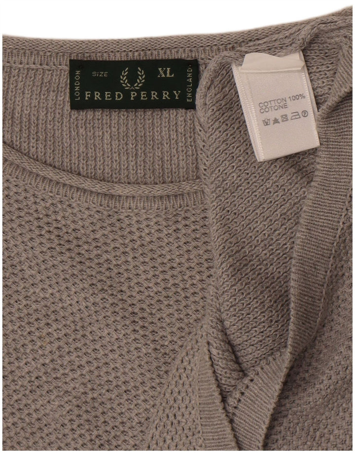 Suéter masculino Fred Perry com gola canoa XL algodão cinza