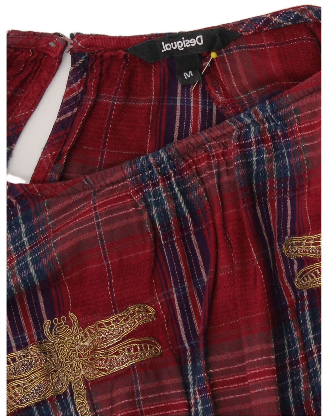 Blusa feminina Desigual UK 16 grande xadrez vermelho