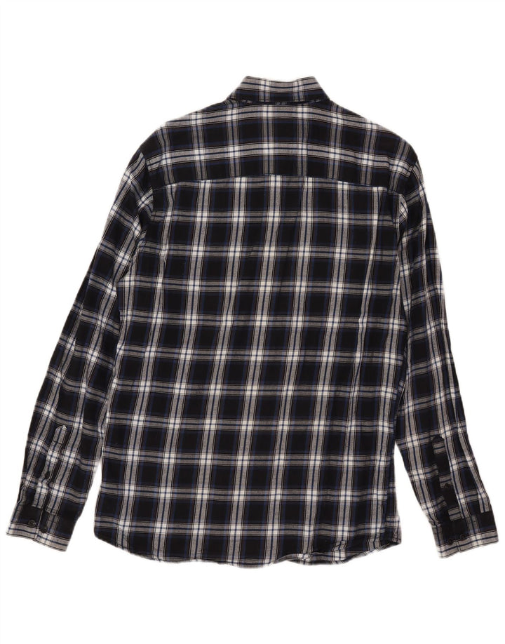 Camisa masculina de flanela slim fit Jack & Jones pequena xadrez azul