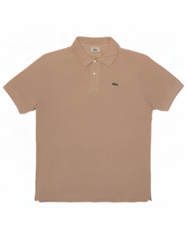 Camisa polo masculina Lacoste tamanho 5 grande algodão bege