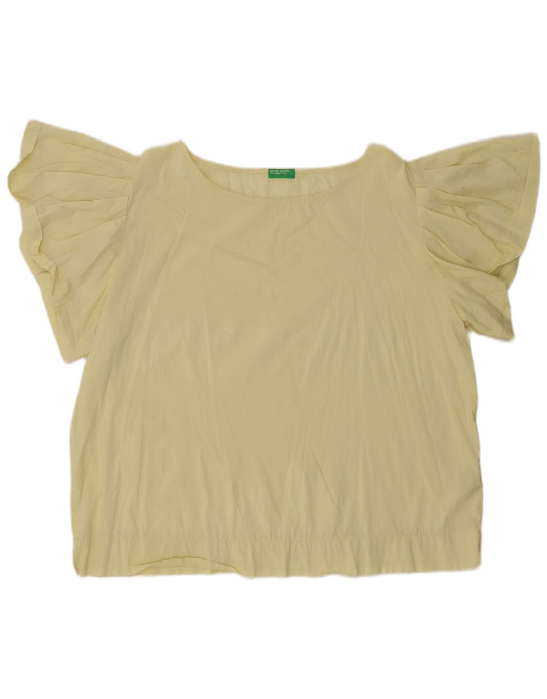 Blusa feminina Batwing da BENETTON UK 18 XL algodão amarelo