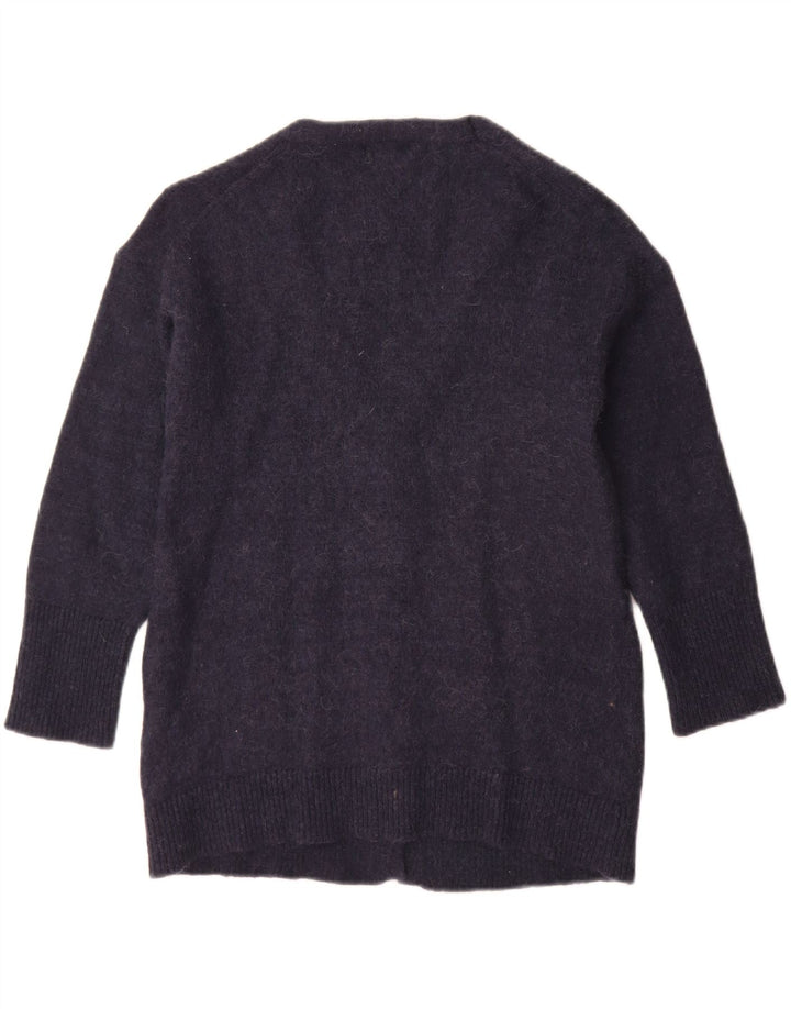 Suéter cardigã feminino Massimo Dutti Reino Unido 10 pequeno azul marinho poliamida