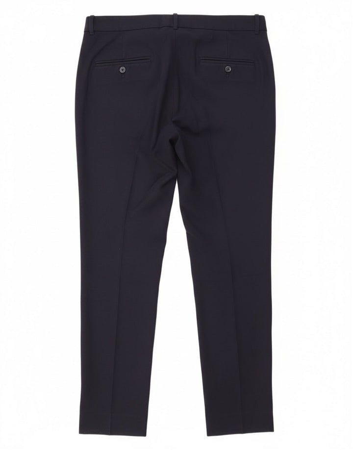 Calça feminina Zara Slim Suit grande W33 L30 azul marinho