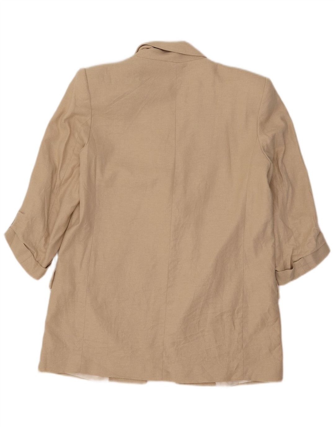 Zara Jaqueta Blazer Feminina Manga 3/4 Aberta Reino Unido 12 Médio Bege