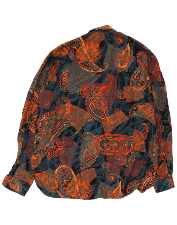 Blusa feminina vintage UK 14 grande paisley multicolorida