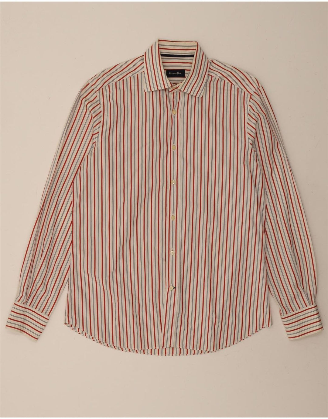 MASSIMO DUTTI Mens Shirt Large Red Striped Cotton Vintage Massimo Dutti and Second-Hand Massimo Dutti from Messina Hembry 