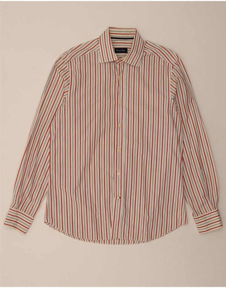 MASSIMO DUTTI Mens Shirt Large Red Striped Cotton Vintage Massimo Dutti and Second-Hand Massimo Dutti from Messina Hembry 