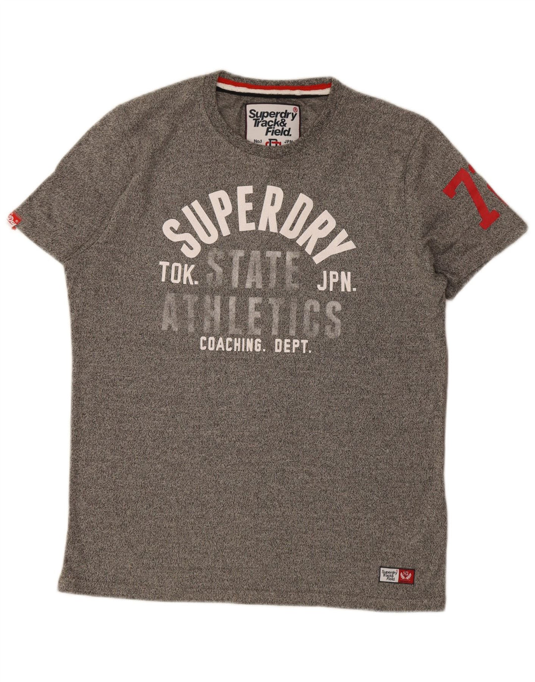 Camiseta masculina Superdry com estampa gráfica grande algodão manchado cinza