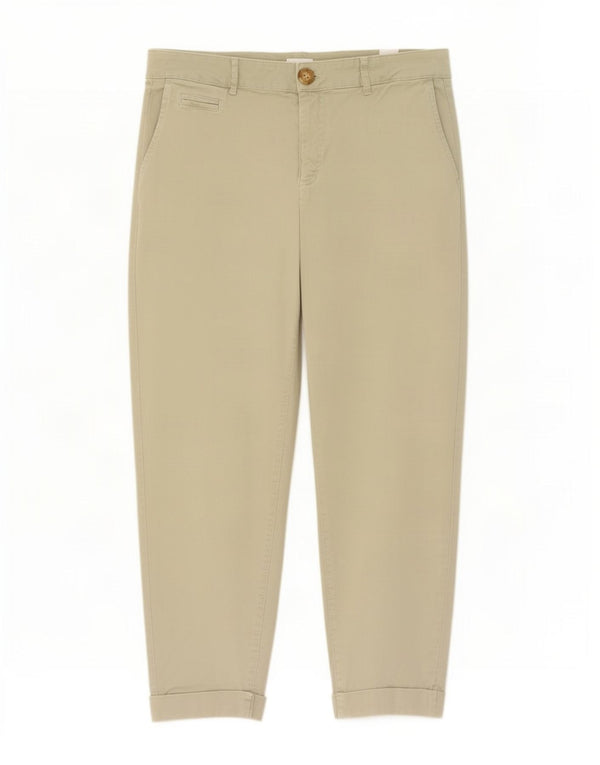 Calça feminina reta cortada Zara EU 38 pequeno W28 L25 algodão verde