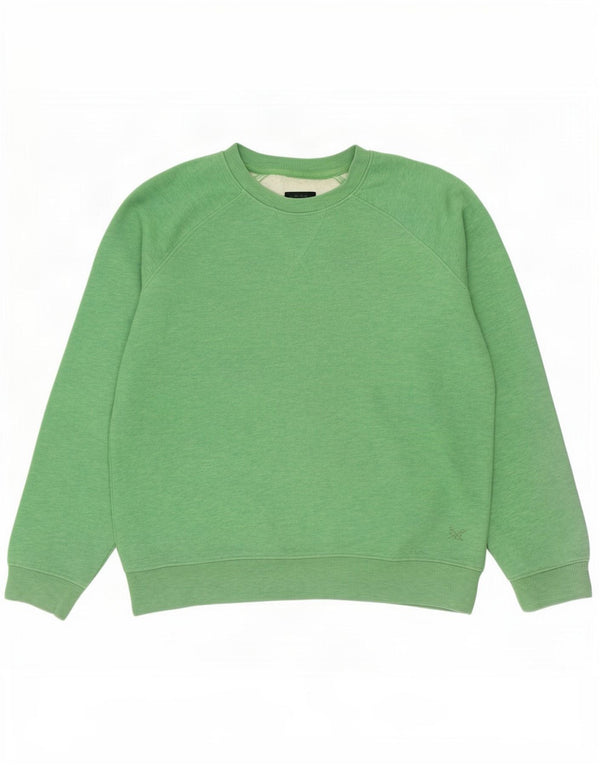 Crew Clothing feminino oversized moletom jumper UK 10 pequeno algodão verde