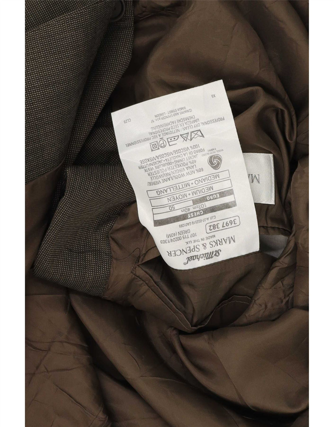 Jaqueta Marks & Spencer masculina St. Michael Blazer Reino Unido 40 verde médio