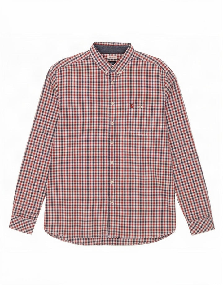 Camisa masculina Joules Classic Fit grande algodão vermelho guingão