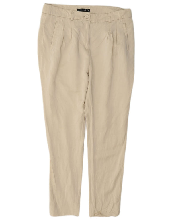 Liu Jo Calça Chino Feminina Cintura Alta Slim Fit IT 42 Médio W32 L27 Bege