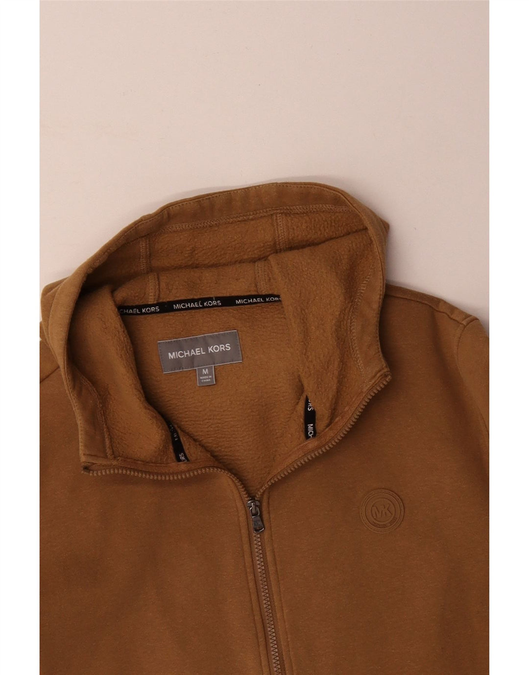 Suéter masculino com capuz e zíper gráfico MICHAEL KORS algodão marrom médio