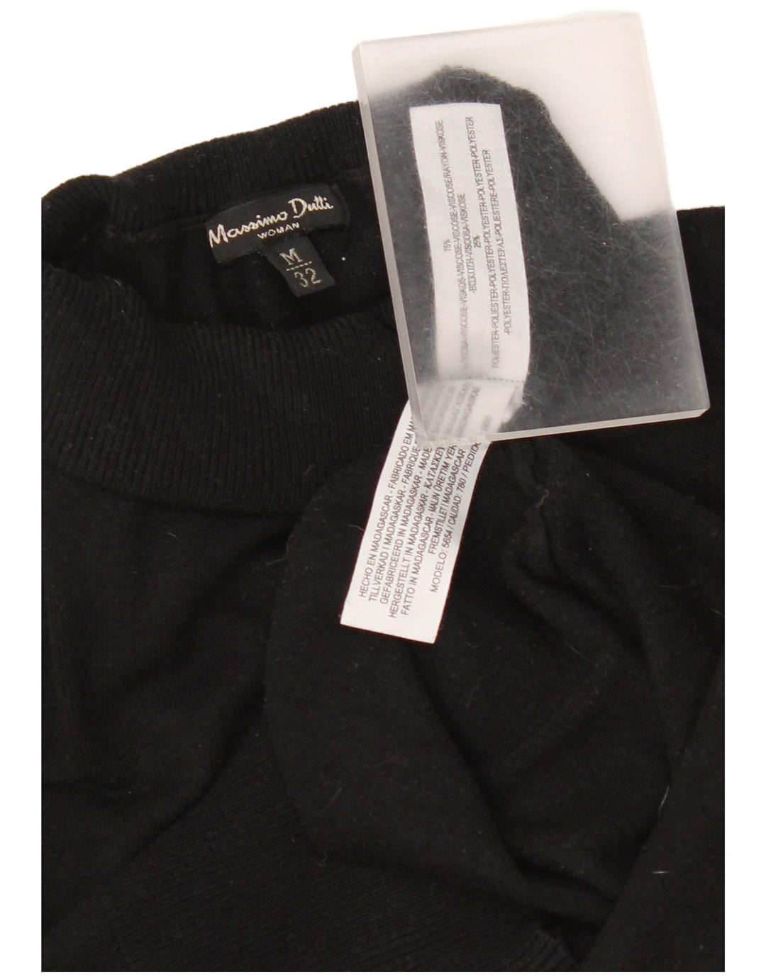 Suéter feminino Massimo Dutti com gola redonda Reino Unido 12 médio preto