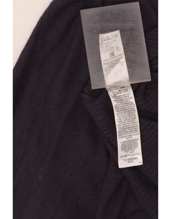 Suéter cardigã feminino longline MARKS & SPENCER Reino Unido 10 pequeno azul marinho