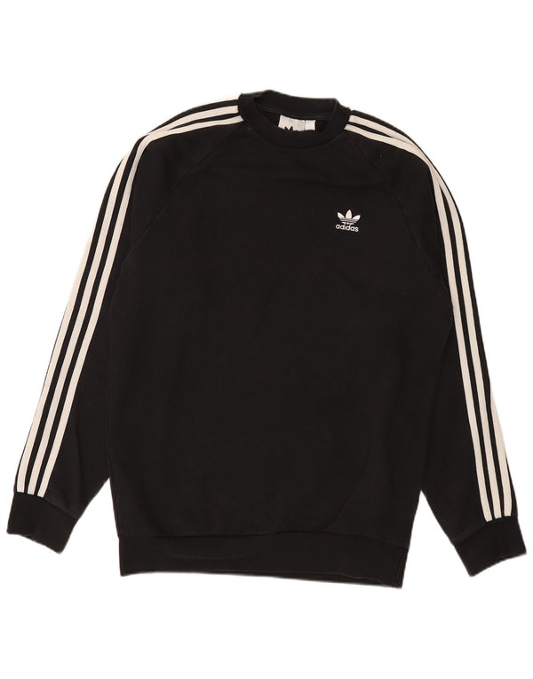 Adidas Mens Regular Fit Moletom Jumper Pequeno Algodão Preto Esportivo