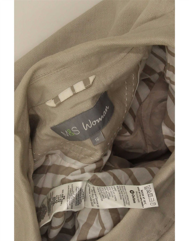 Jaqueta blazer feminina de 3 botões Marks & Spencer Reino Unido 16 grande linho verde