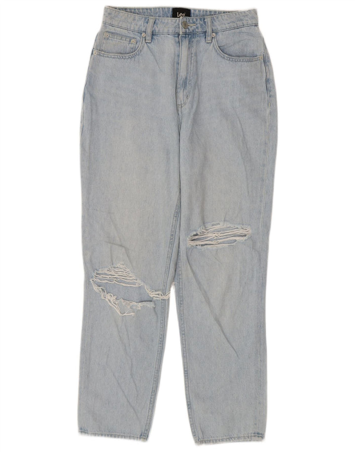 Calça jeans feminina Lee High-Moms desgastada cônica EUA 8 médio W26 L27 azul