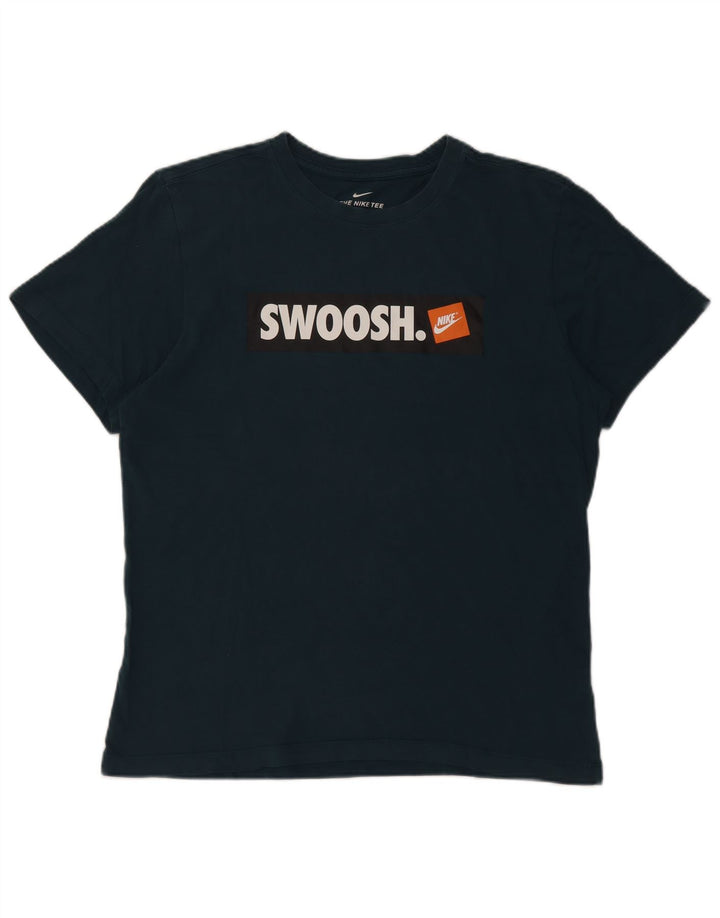 Camiseta Nike masculina Swoosh gráfica top médio azul algodão