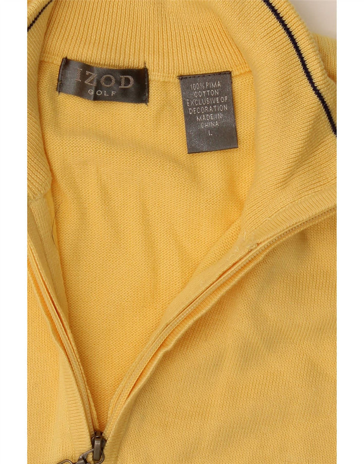 IZOD Mens Sleeveless Zip Neck Jumper Sweater Large Yellow Cotton Vintage Izod and Second-Hand Izod from Messina Hembry 