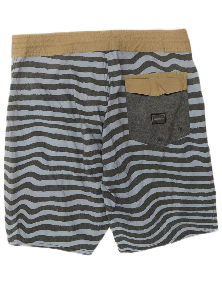 Shorts de natação masculino Volcom pequeno listrado cinza