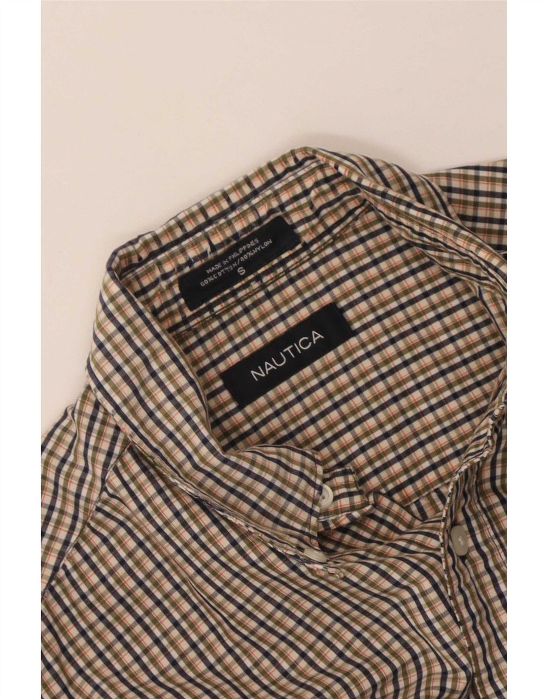 Nautica Camisa masculina de manga curta pequena xadrez multicolorida de algodão