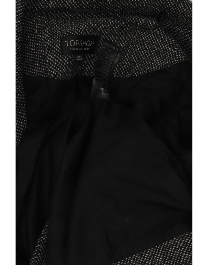 Topshop feminino manga 3/4 jaqueta blazer aberta Reino Unido 10 poliéster cinza pequeno
