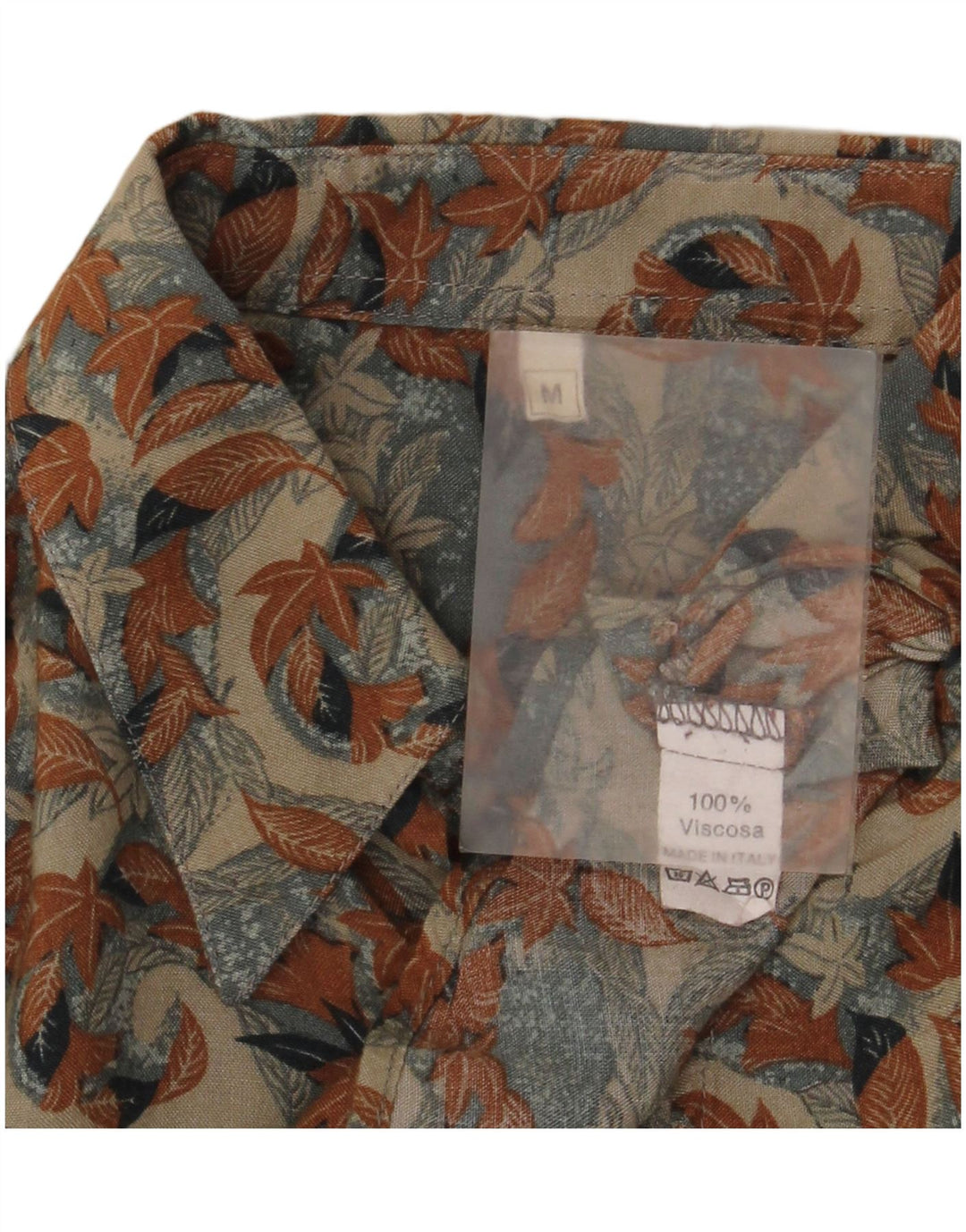 Camisa masculina vintage viscose floral bege médio