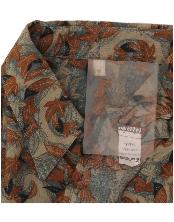 Camisa masculina vintage viscose floral bege médio