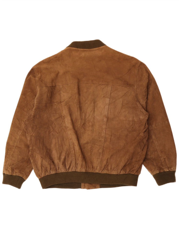 Jaqueta bomber masculina vintage em camurça IT 52 XL couro marrom