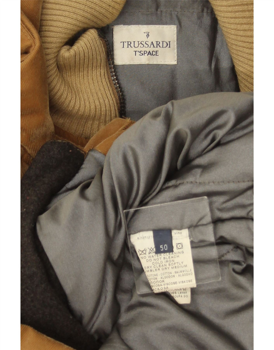 Jaqueta utilitária masculina TRUSSARDI IT 50 grande algodão bege