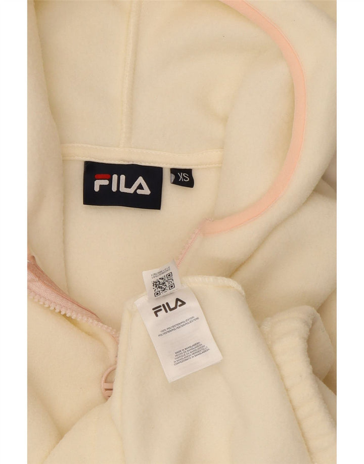 Suéter de lã feminino FILA com capuz grande e gola com zíper UK 6 XS off white