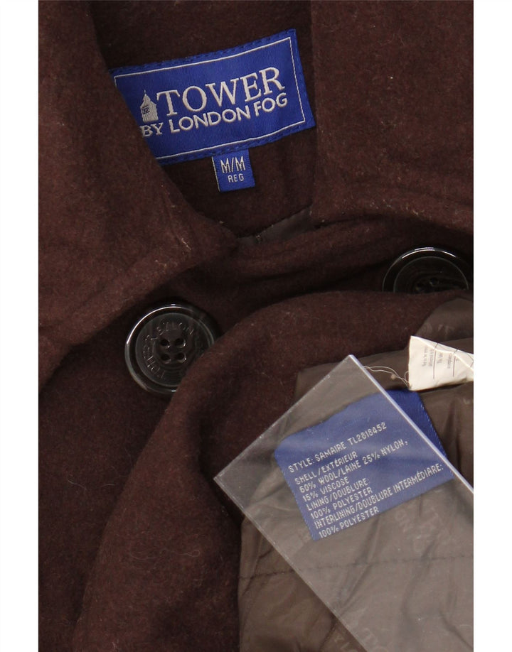 LONDON FOG Casaco feminino ervilha Reino Unido 14 lã marrom médio