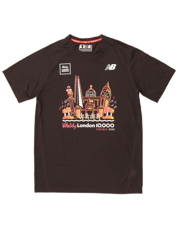 Camiseta gráfica masculina New Balance poliéster médio preto