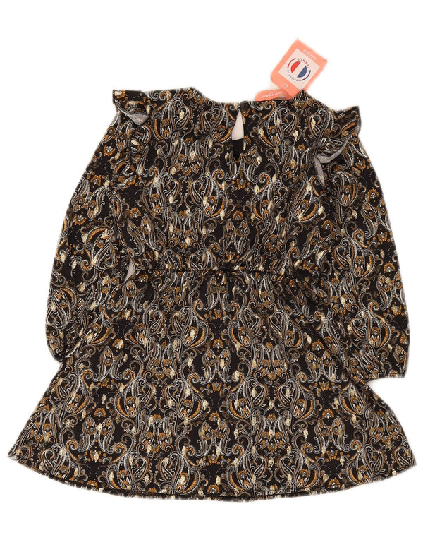 Vestido feminino Naf manga comprida evasê 3-4 anos preto paisley poliéster