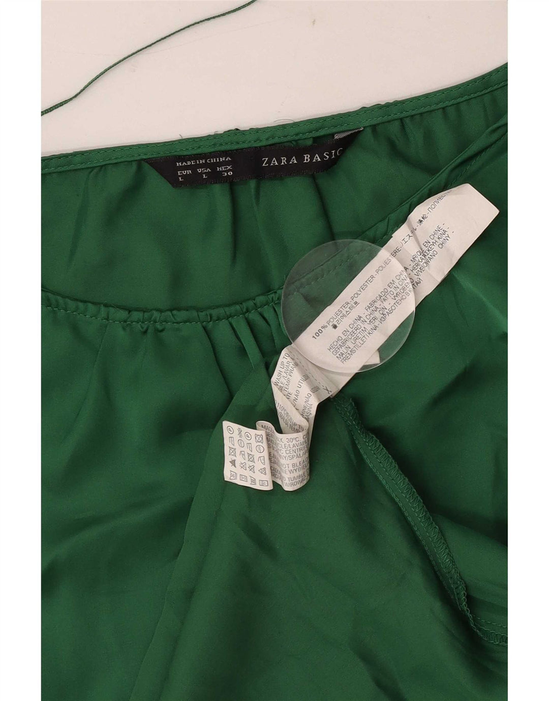 Blusa feminina Zara Top UK 14 grande poliéster verde