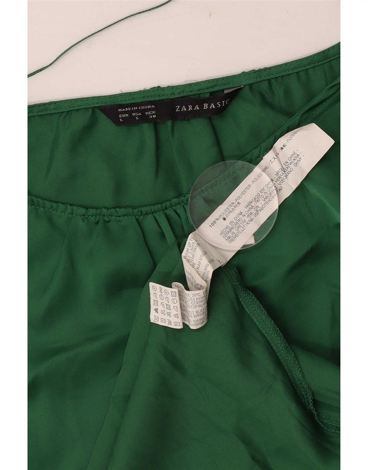 Blusa feminina Zara Top UK 14 grande poliéster verde