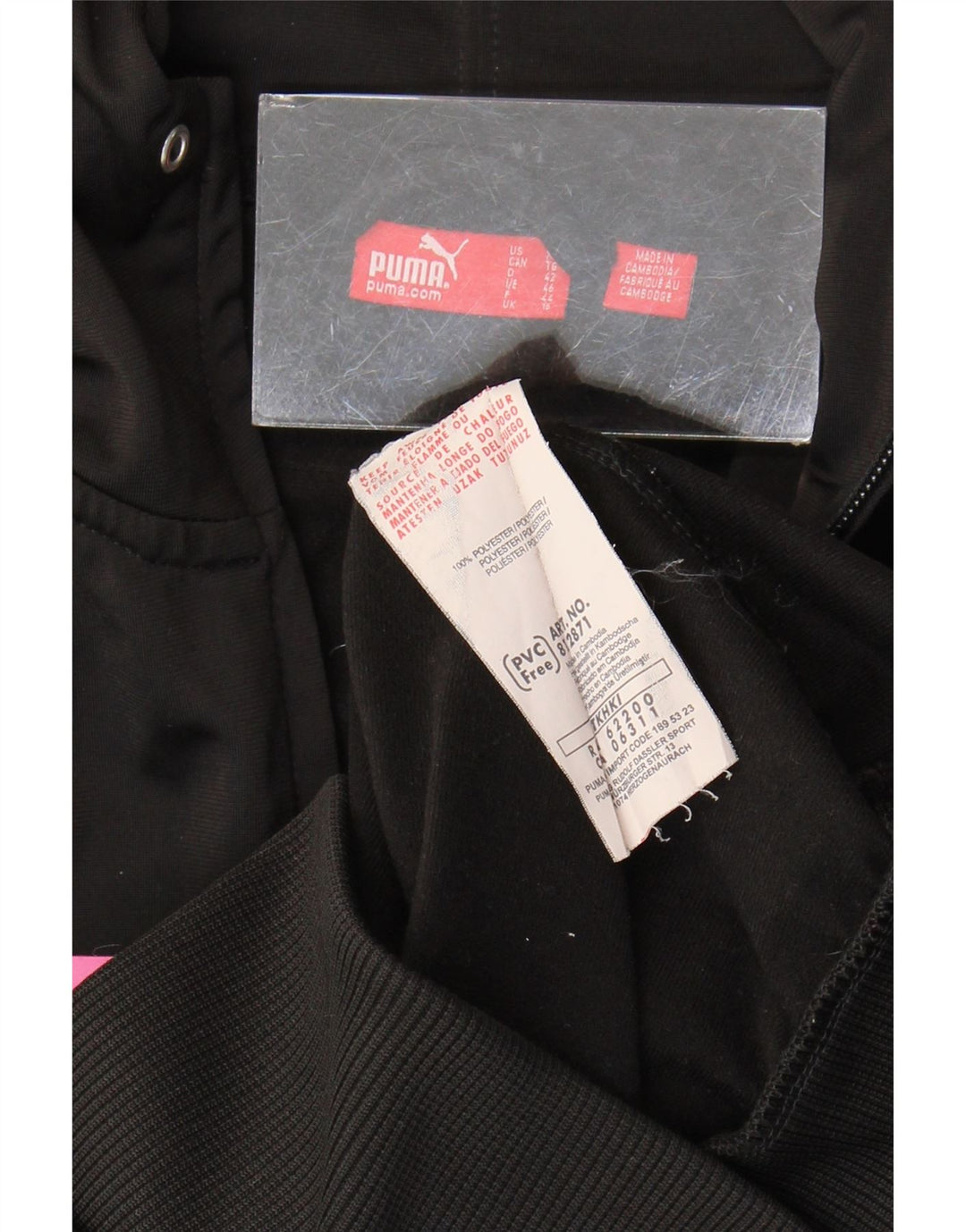 Suéter feminino Puma com capuz e zíper gráfico UK 16 grande poliéster preto