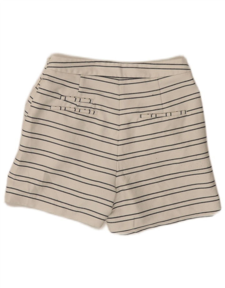 Zara Shorts Chino Feminino Cintura Alta Pequeno W26 Poliéster Listrado Branco