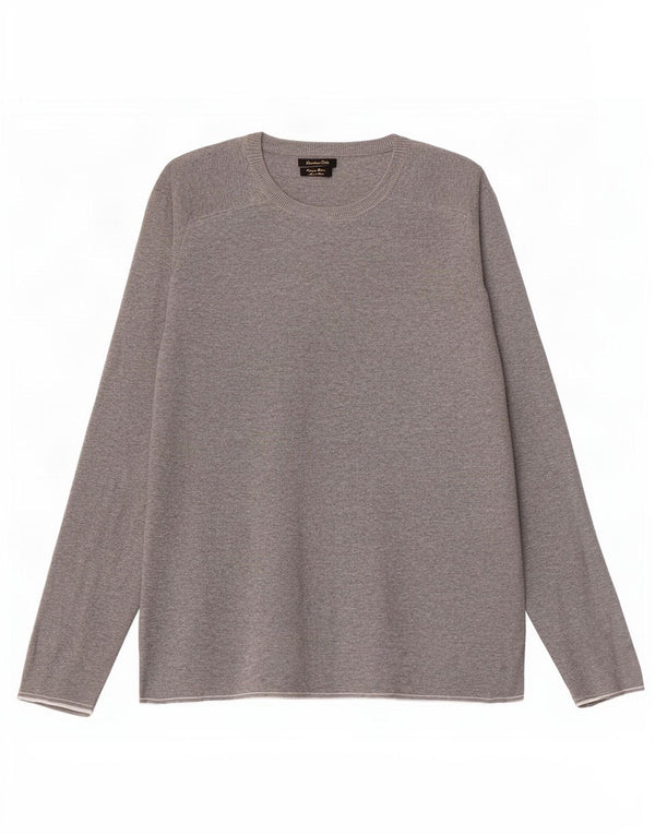 Suéter masculino Massimo Dutti com gola redonda e algodão cinza médio