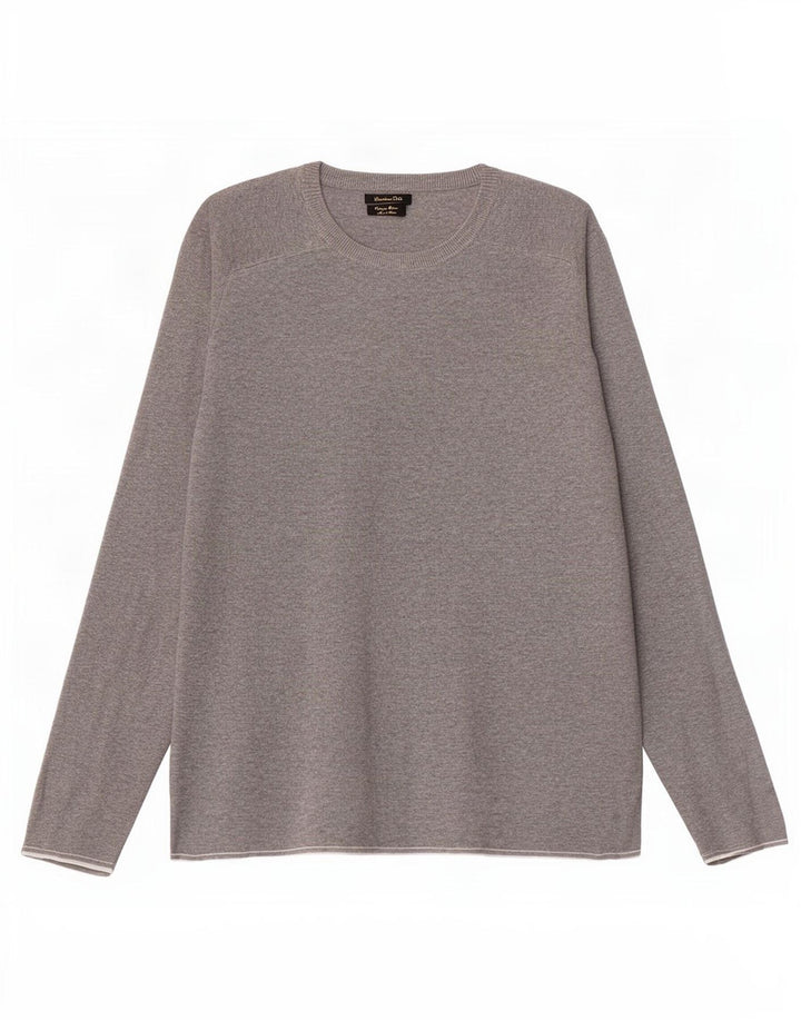 Suéter masculino Massimo Dutti com gola redonda e algodão cinza médio
