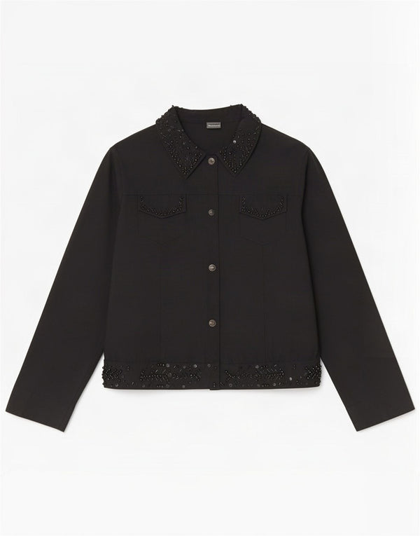 Jaqueta bomber feminina Roccobarocco IT 46 grande algodão preto