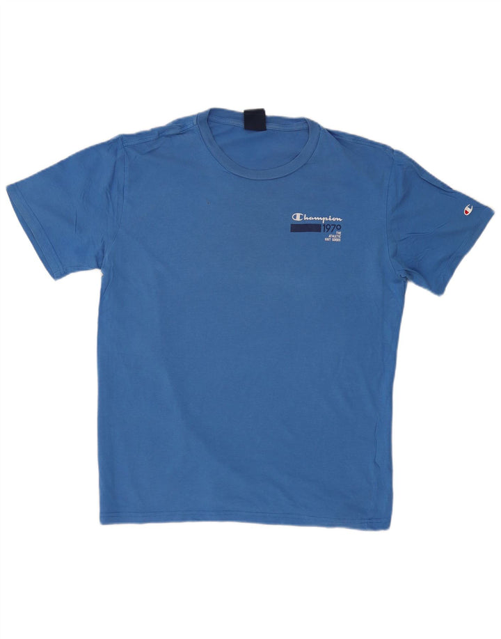 Camiseta masculina CHAMPION Top médio algodão azul