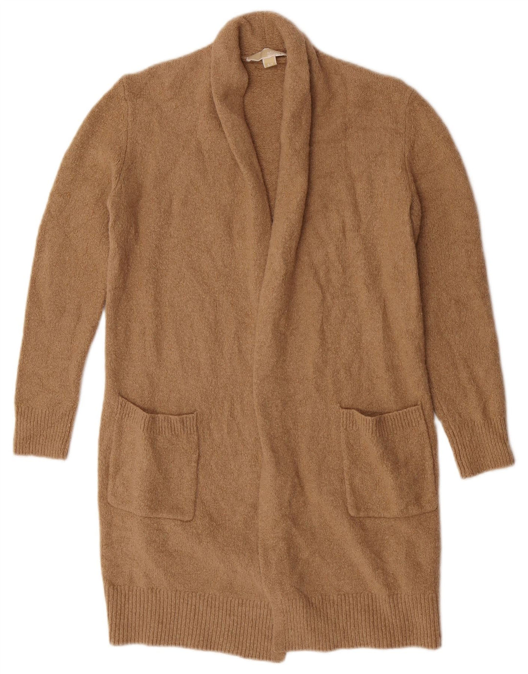 Suéter cardigã aberto Michael Kors Longline feminino Reino Unido 10 pequeno bege