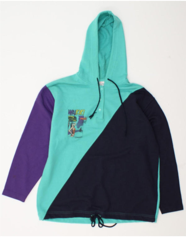 F.LLI Campagnolo moletom com capuz gráfico feminino Reino Unido 14 grande bloco colorido azul
