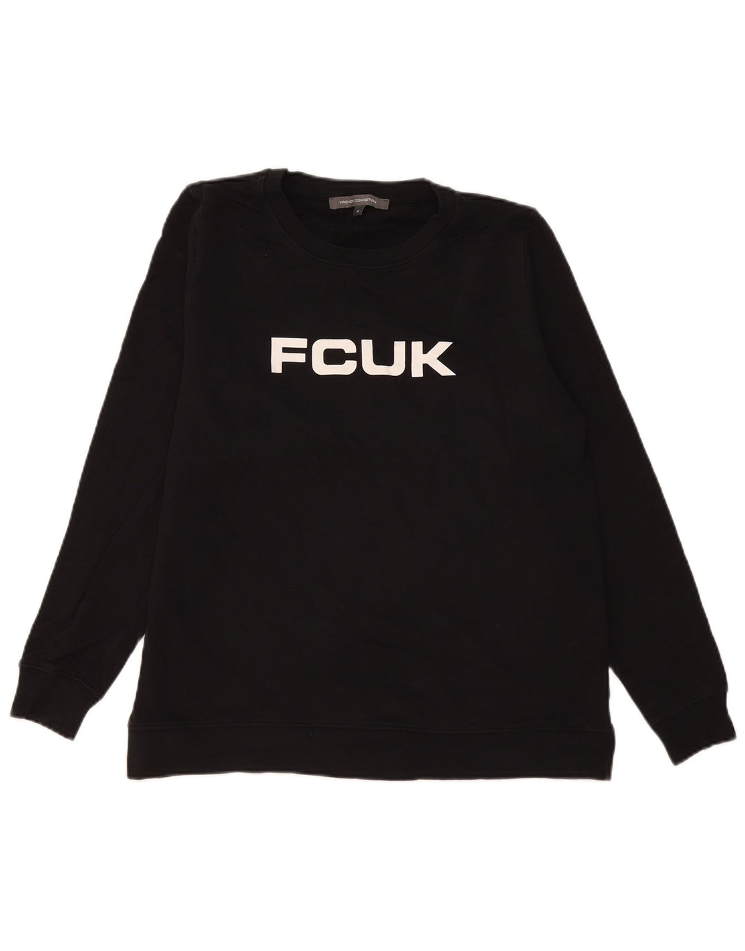 French Connection moletom gráfico masculino jumper médio algodão preto