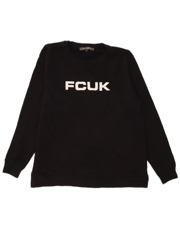 French Connection moletom gráfico masculino jumper médio algodão preto