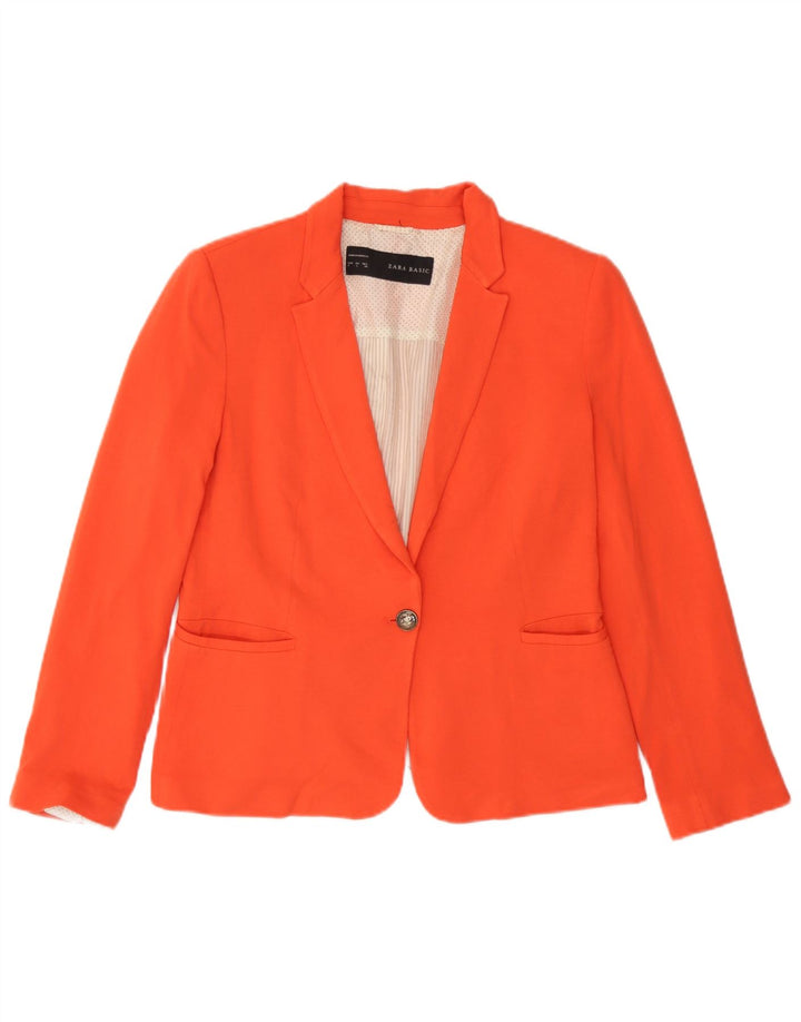 Jaqueta blazer feminina Zara com 1 botão Reino Unido 14 grande viscose laranja