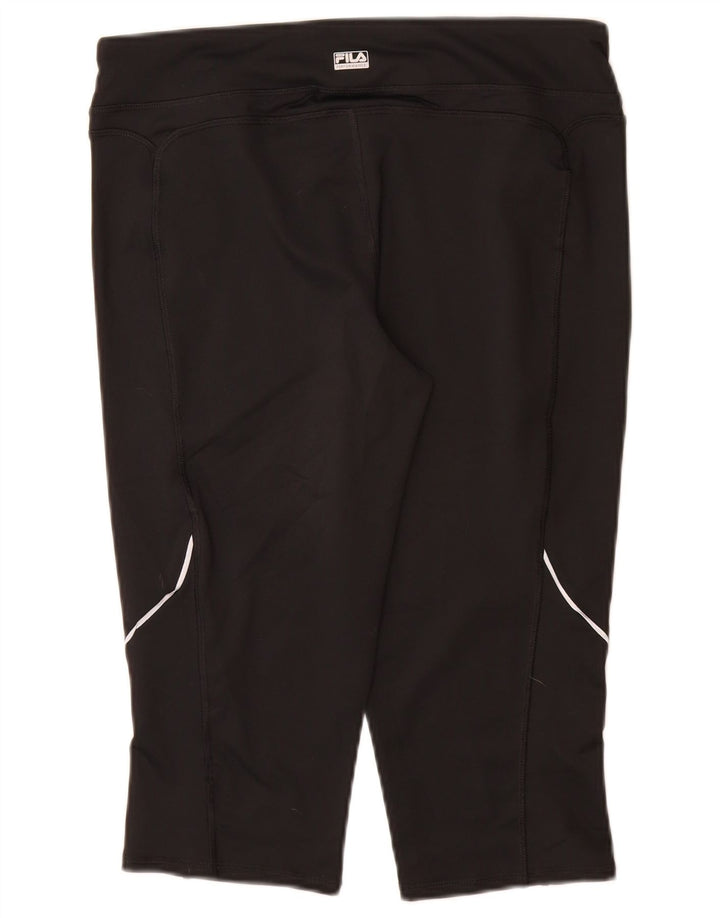 FILA Womens Capri Leggings UK 14 Médio Preto Poliéster